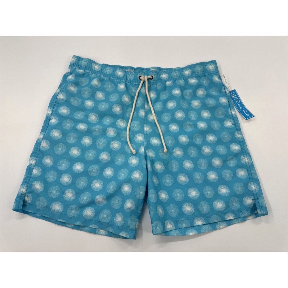 Fireworks Swim Shorts Trunks Mens XL Blue Patriotic Drawstring Beach $145 NEW